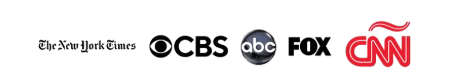 Credibility Logos: NYT, CBS, ABC, FOX, CNN